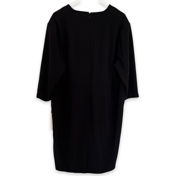 NEW Calvin Klein Black 3/4 Sleeve V Neck Sheath Dress Plus Size 24W - Picture 10 of 11